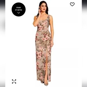 Adrianna Papell Slateblush Floral Matelassé Dress
